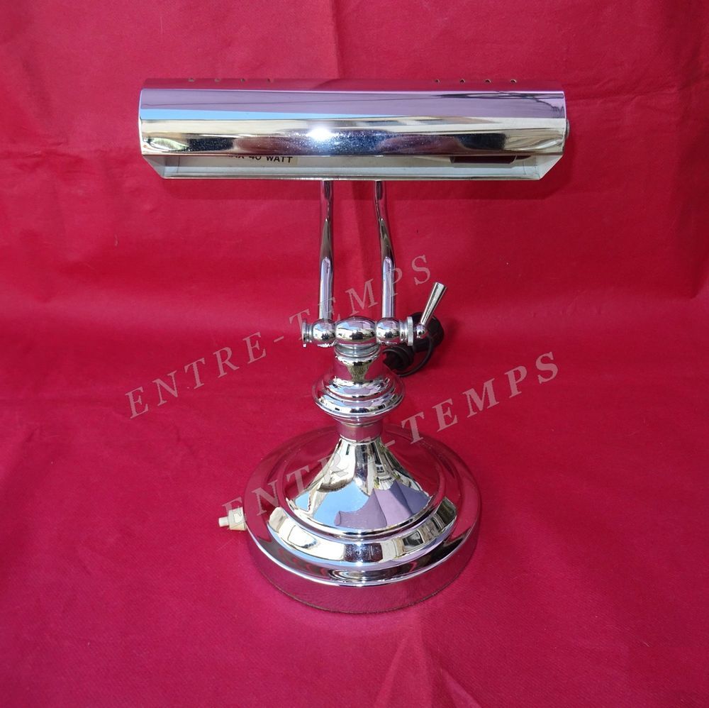 LAMPE DE BANQUIER NOTAIRE CHROM&Eacute;E #2 Décoration