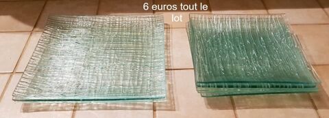 assiettes   style verre souffl�  bleut� vert  3 grandes 5 pe 6 Marseille 9 (13)