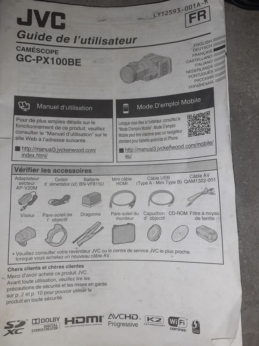 Camescope JVC GC PX100BE Photos/Video/TV