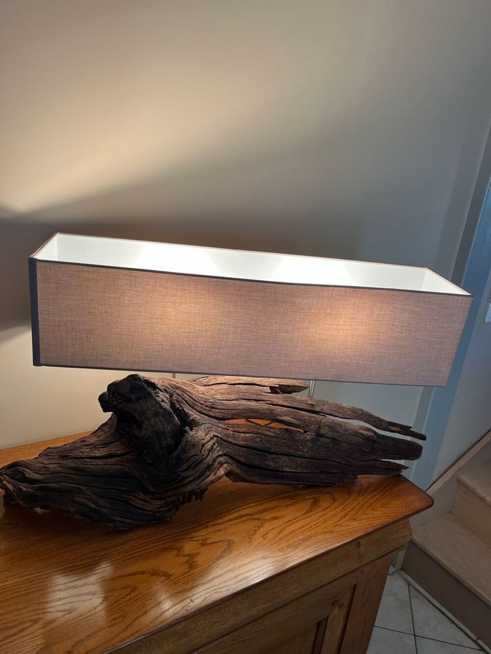 Lampe bois flotter de mer. Double lumi&egrave;re.&iuml;&iquest;&frac14; Décoration