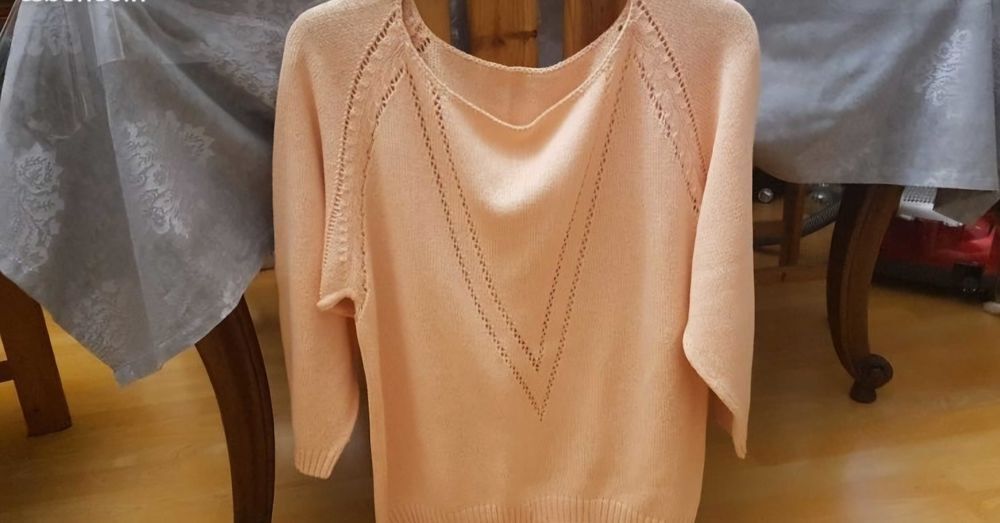 Pull d'&eacute;t&eacute; maille ajour&eacute;e fantaisie et doux / manches 3/4 saumon NEUF Vtements