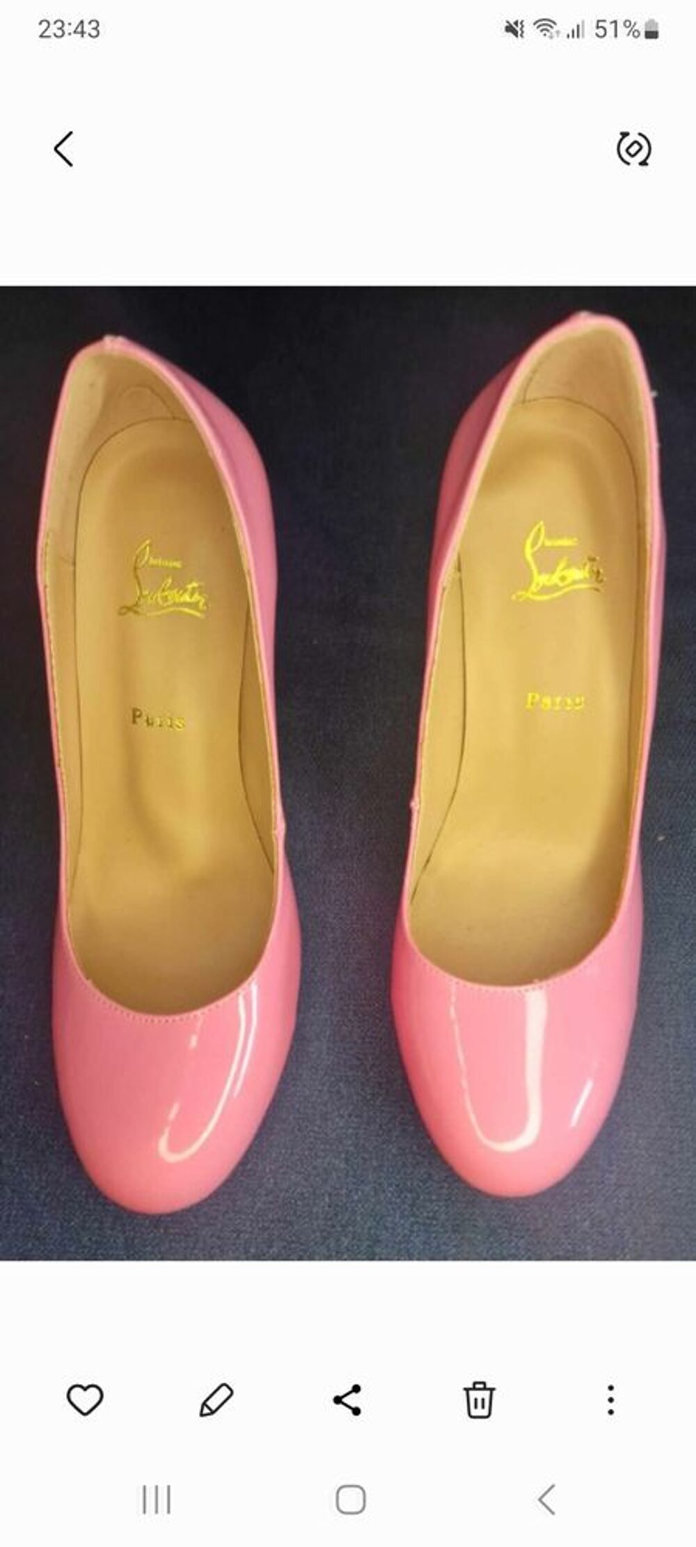 Chaussure &agrave; talon rose Louboutin pointure 38 Chaussures