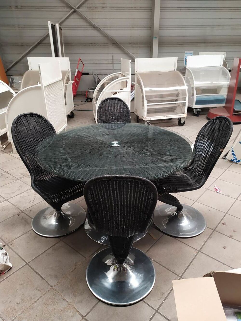 Table 250 Euro Plateau Tournant 4 Chaises Tournante Meubles