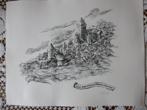 LITHOGRAPHIE TOM BOROCCO .  LE CHATEAU DU HAUT KOENIGSBOURG 10 Urb�s (68)