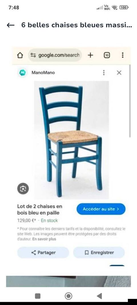 6 belles chaises bleues paille naturel bois massif 250 Ploufragan (22)
