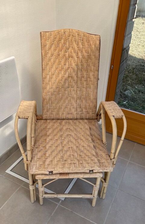 Chaise longue en rotin années 50 200 Rocquigny (08)