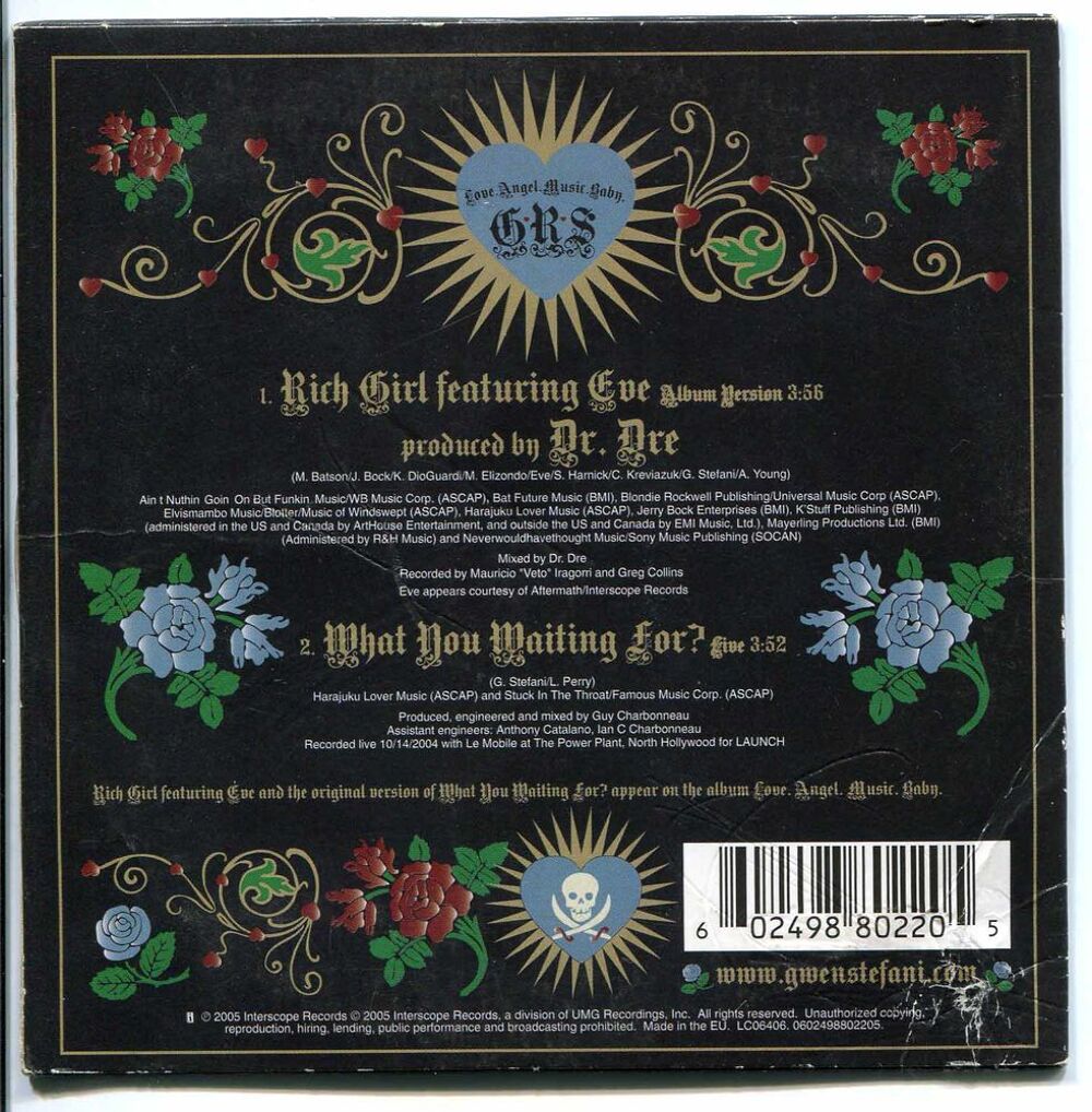 CD, Gwen Stefani Featuring Eve, Rich Girl CD et vinyles