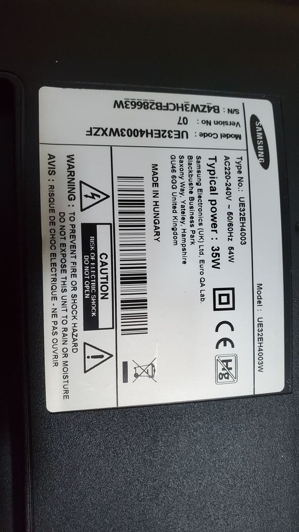 TV SAMSUNG &eacute;cran plat 81CM (32&uml;). Photos/Video/TV