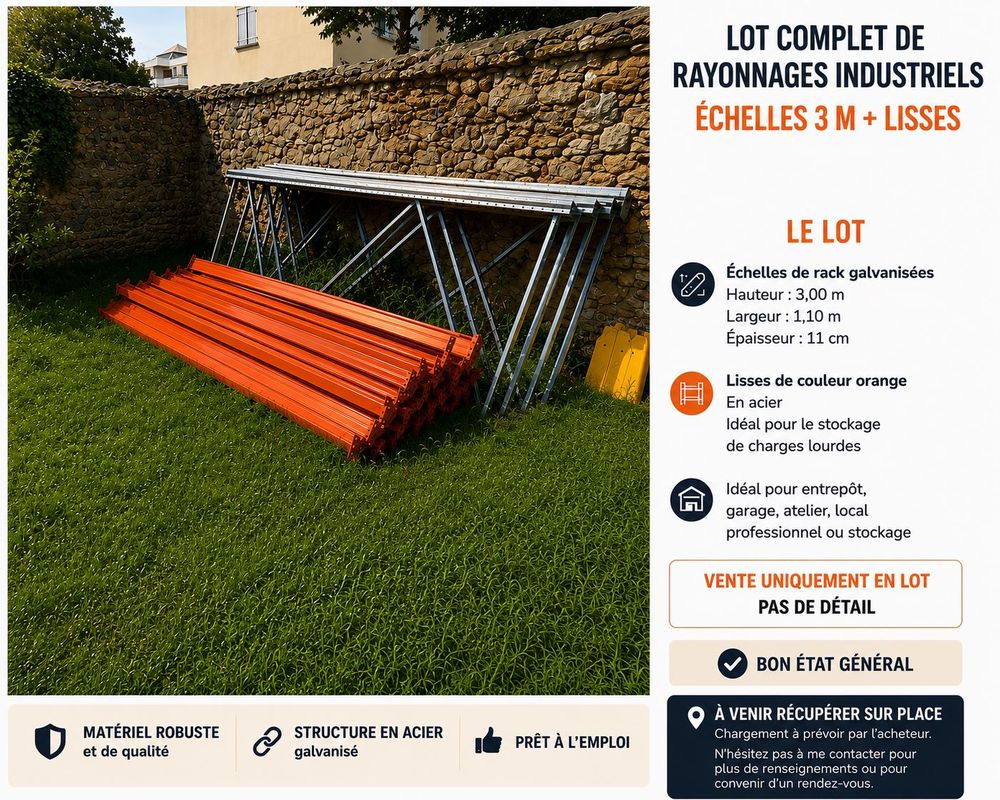  LOT COMPLET DE RAYONNAGES INDUSTRIELS €