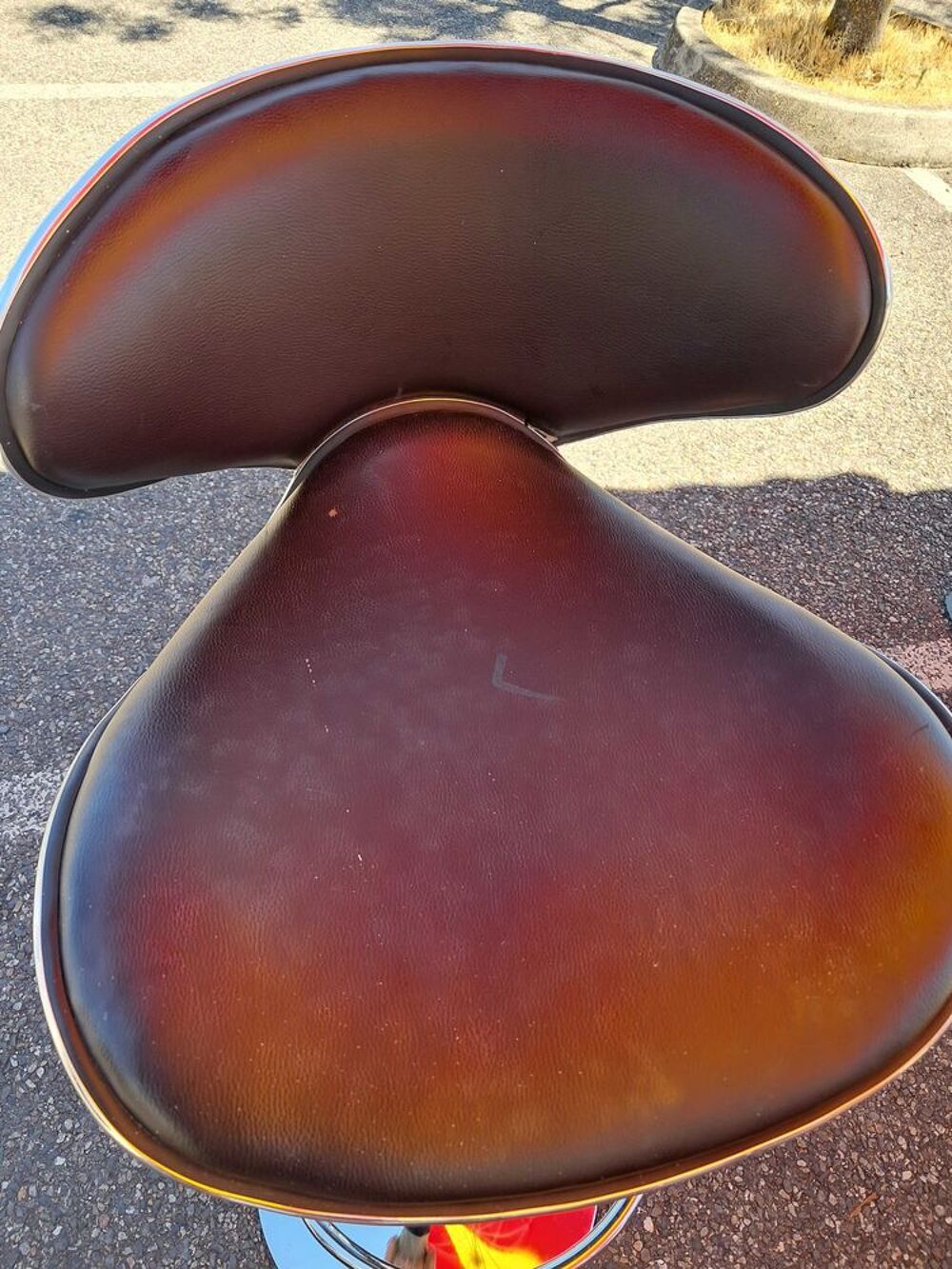 tabouret de bar inox et cuir marron Meubles
