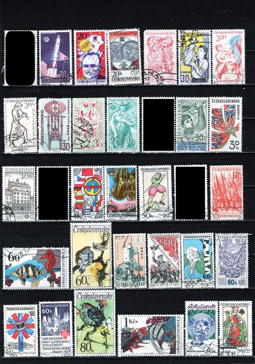 lot de 102 timbres de TCHECOSLOVAQUIE 
