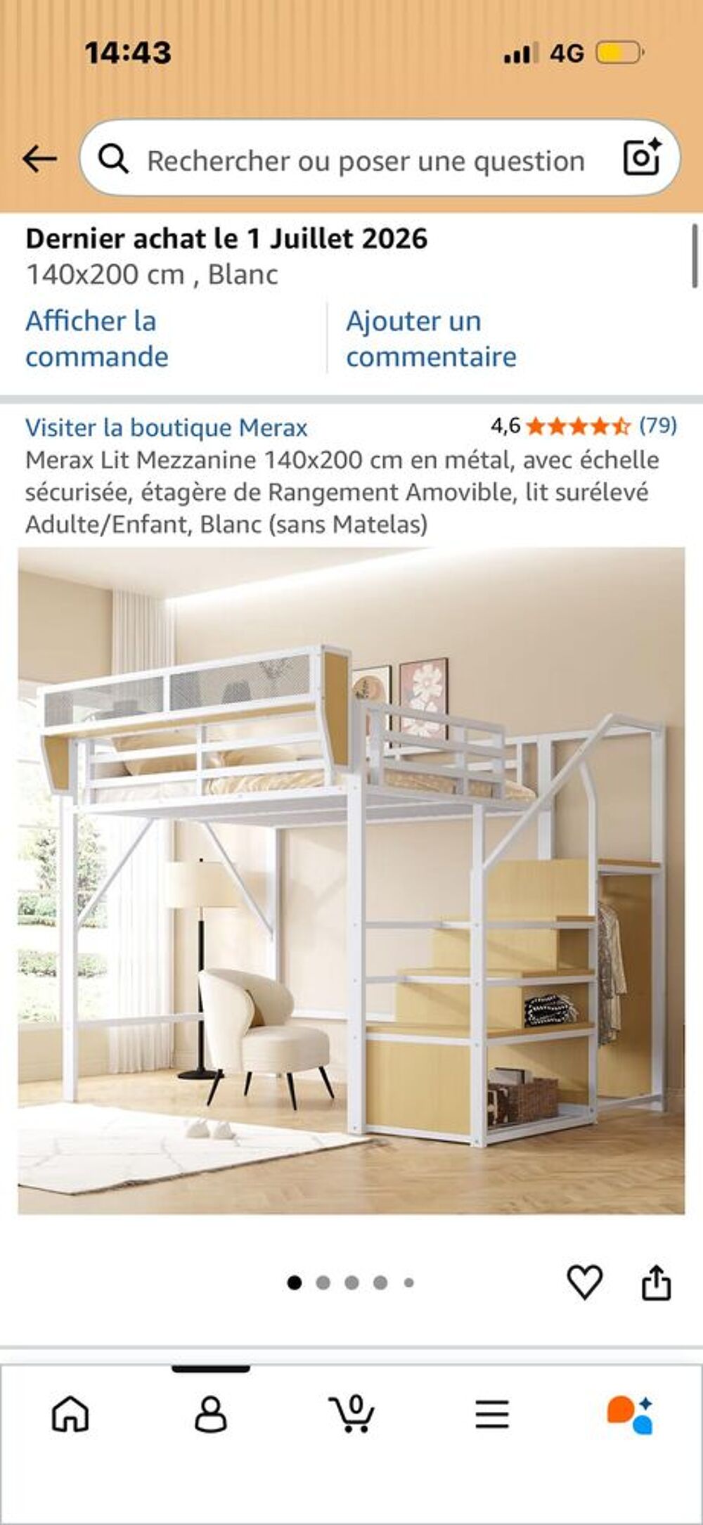 Lit mezzanine 140x200cm blanc neuf Meubles