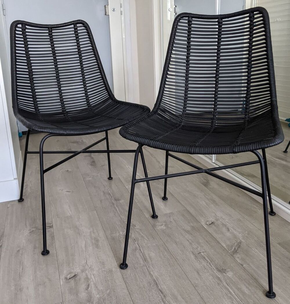 Lot chaises en rotin noir Maison du Monde &eacute;tat neuf Meubles