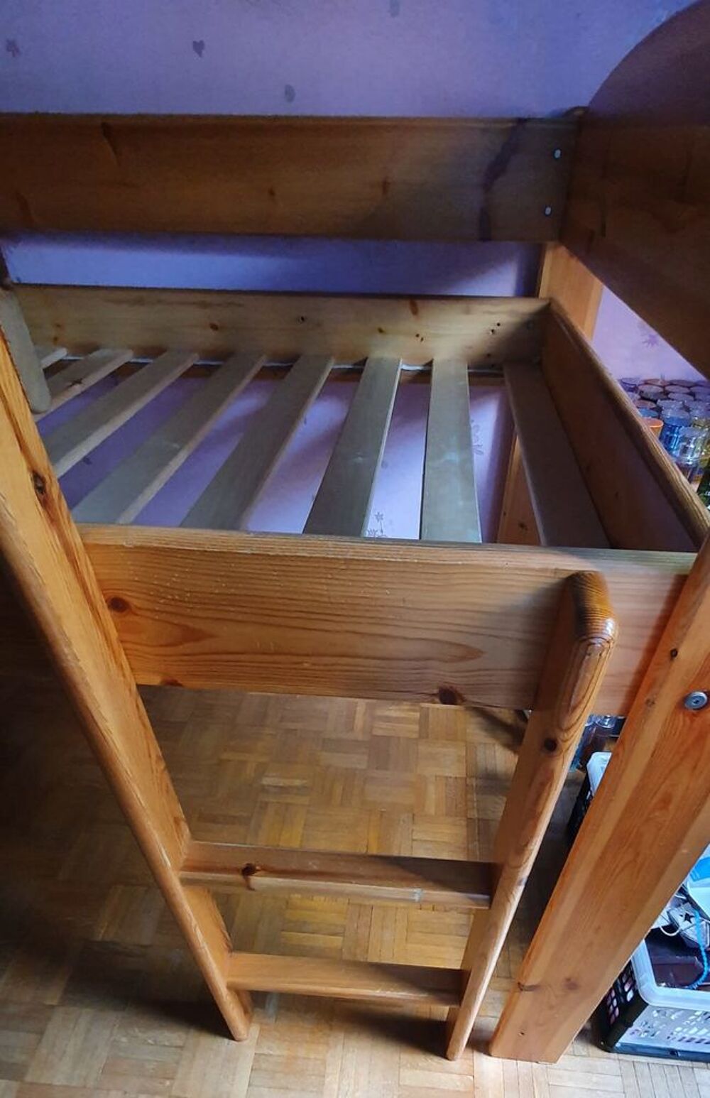 lit sur&eacute;lev&eacute; en bois 1 personne Meubles