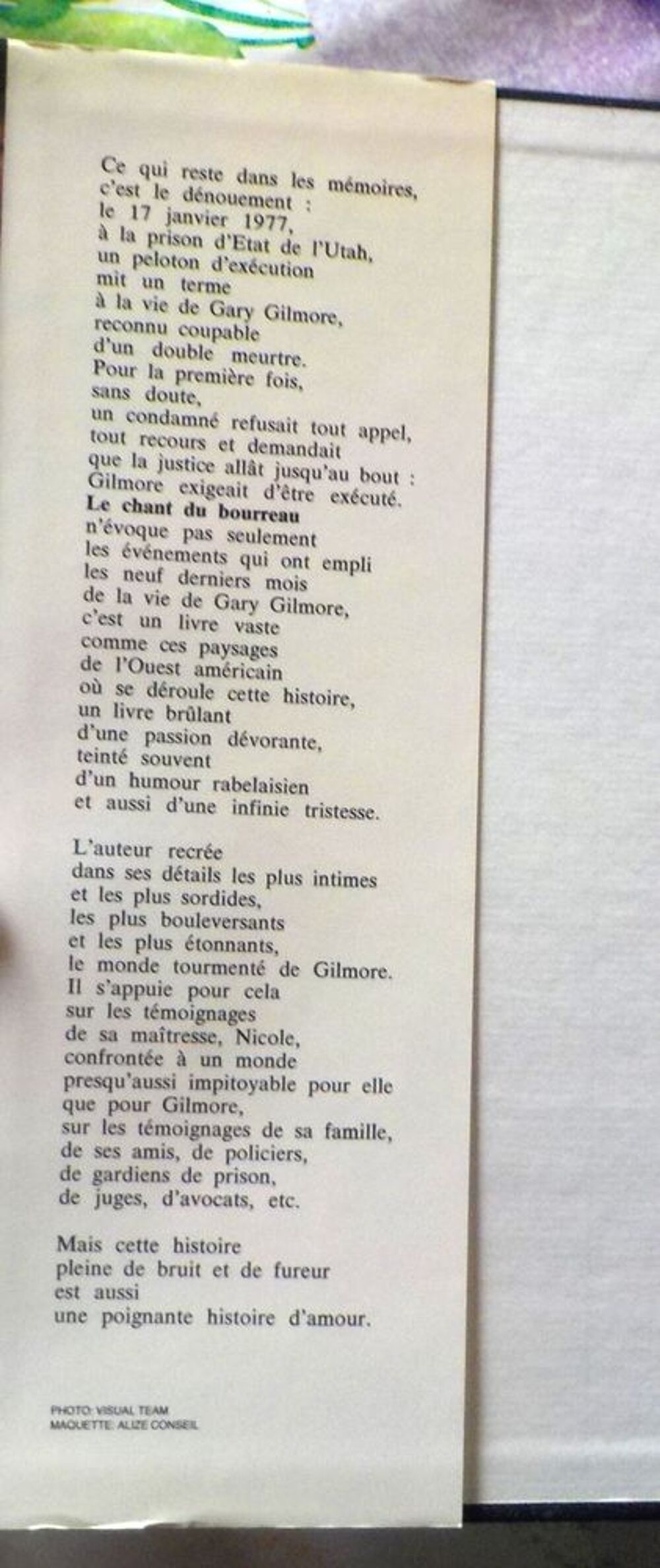 LE CHANT DU BOURREAU de Norman MAILER Ed. France Loisirs Livres et BD