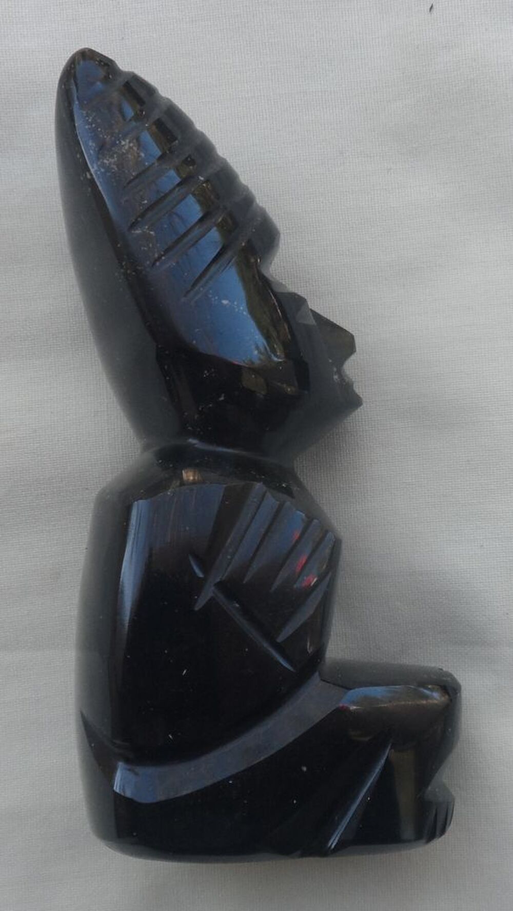 Figurine artisanale Maya,Azt&egrave;que,Inca en obsidienne an1970
Décoration