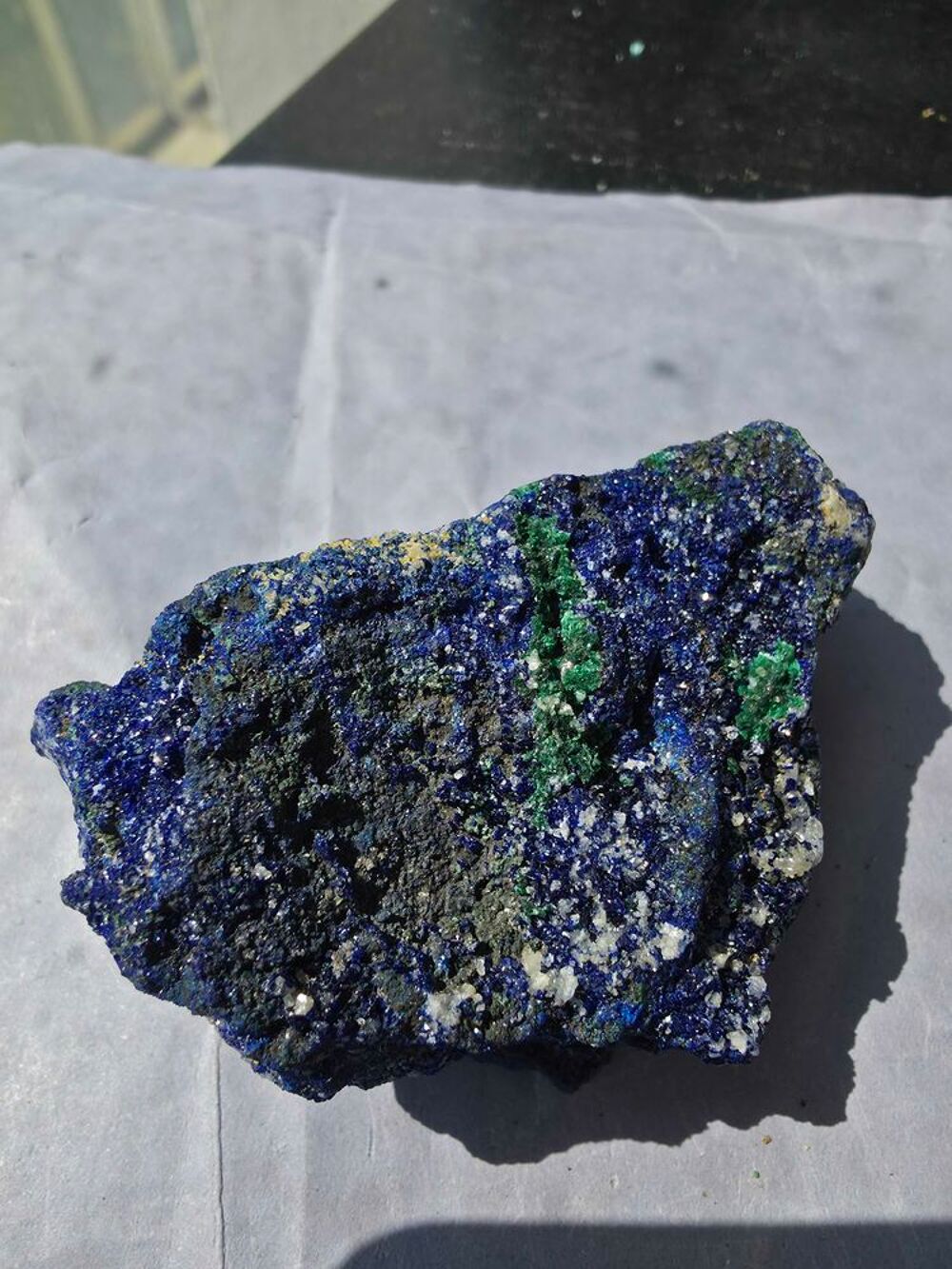 Azurite Bleu Intense, Malachite Fibreuse &amp; Quartz Brut Katanga RDC-131g 