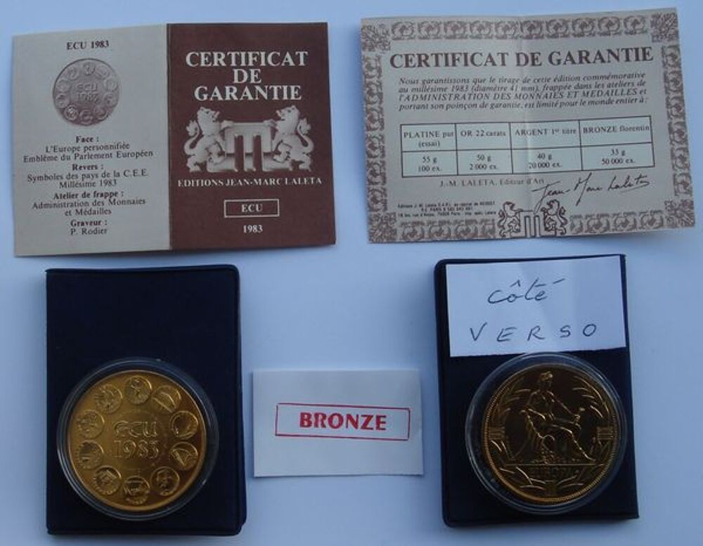 Ecu europ&eacute;en en Bronze florentin de 1983 Comme neuf 