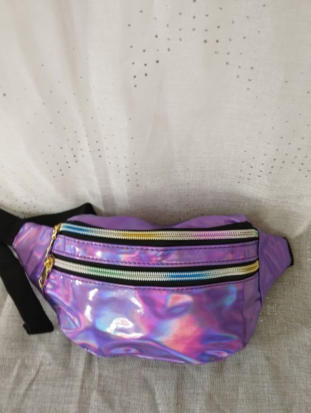 neuf sac banane holographique violet intense Maroquinerie