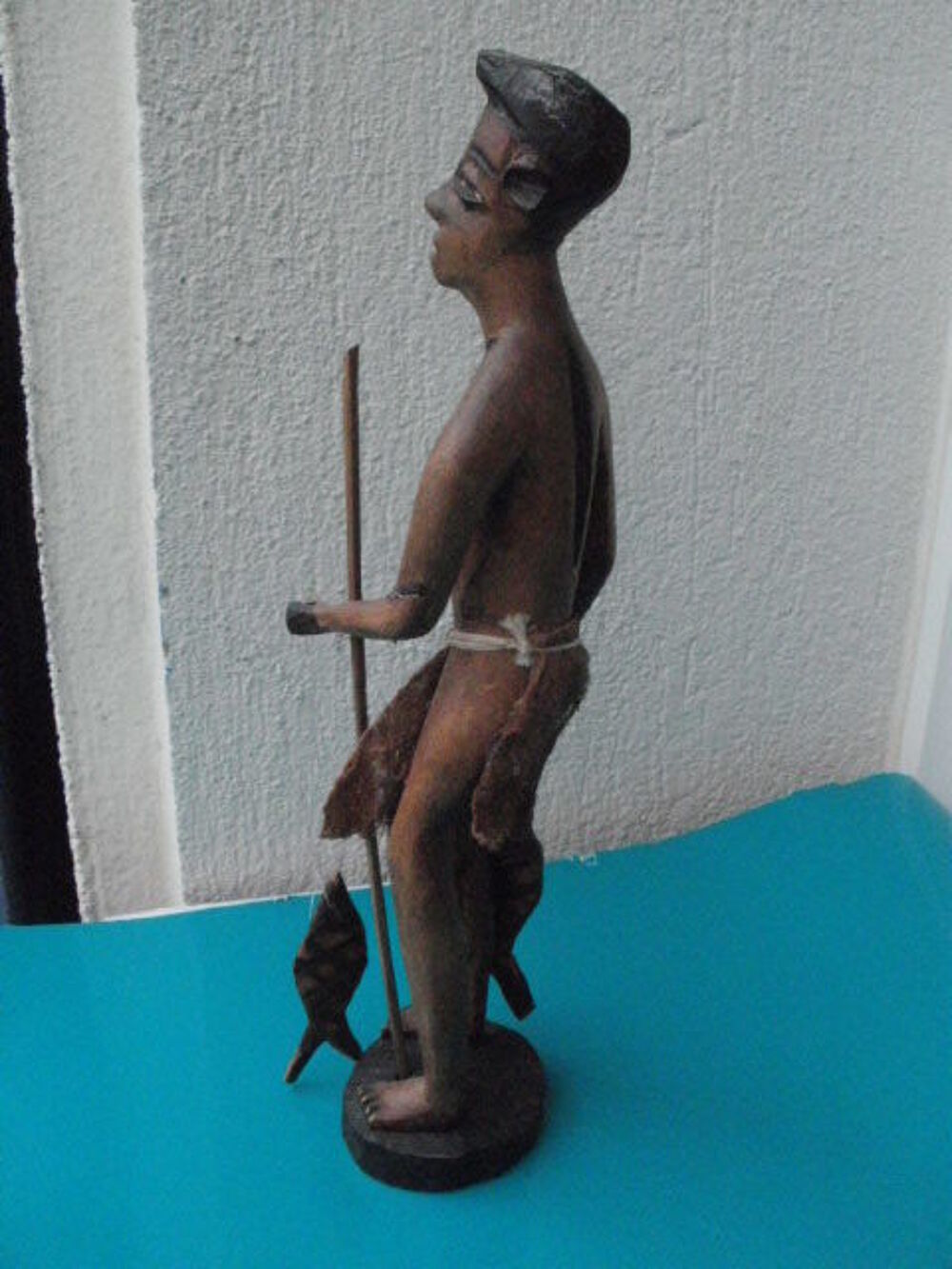 Statuette, sculpture africaine en bois, p&ecirc;cheur Décoration