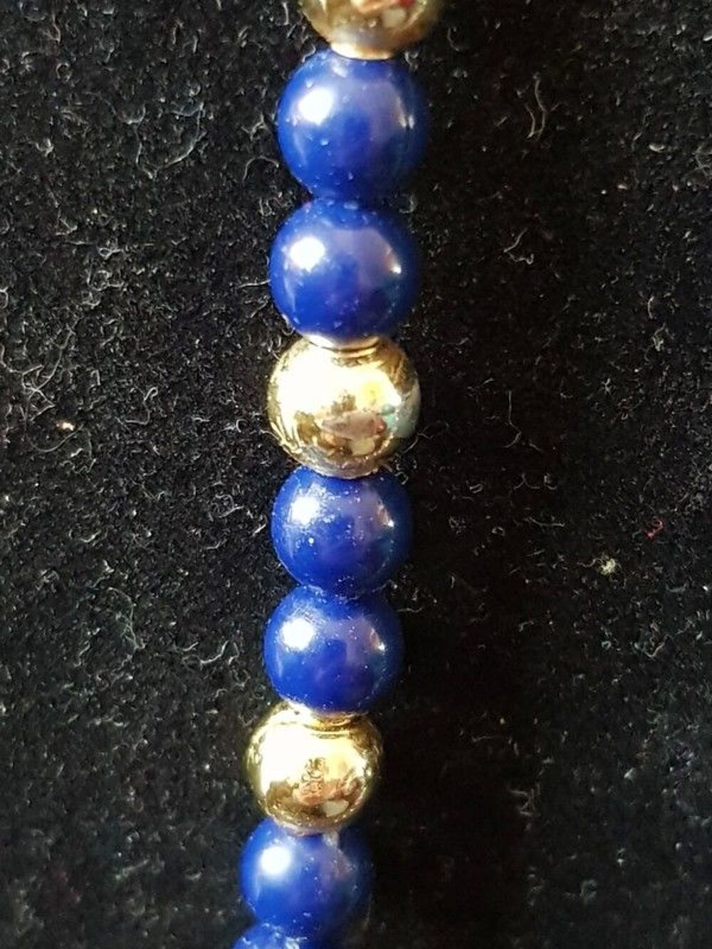 Collier perle bleue et dor&eacute;e tres bon etat 48 cm 1 e Bijoux et montres