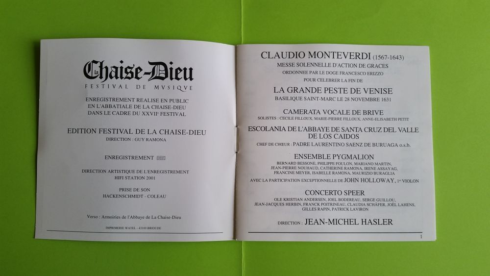 LA CHAISE DIEU FESTIVAL DE MUSIQUE CD CD et vinyles