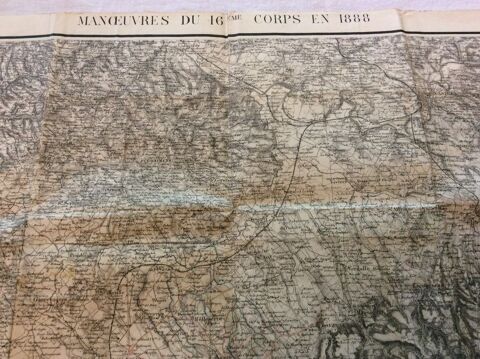 Carte tat Major ancienne papier pliable Man?uvres 1888 15 Gif-sur-Yvette (91)