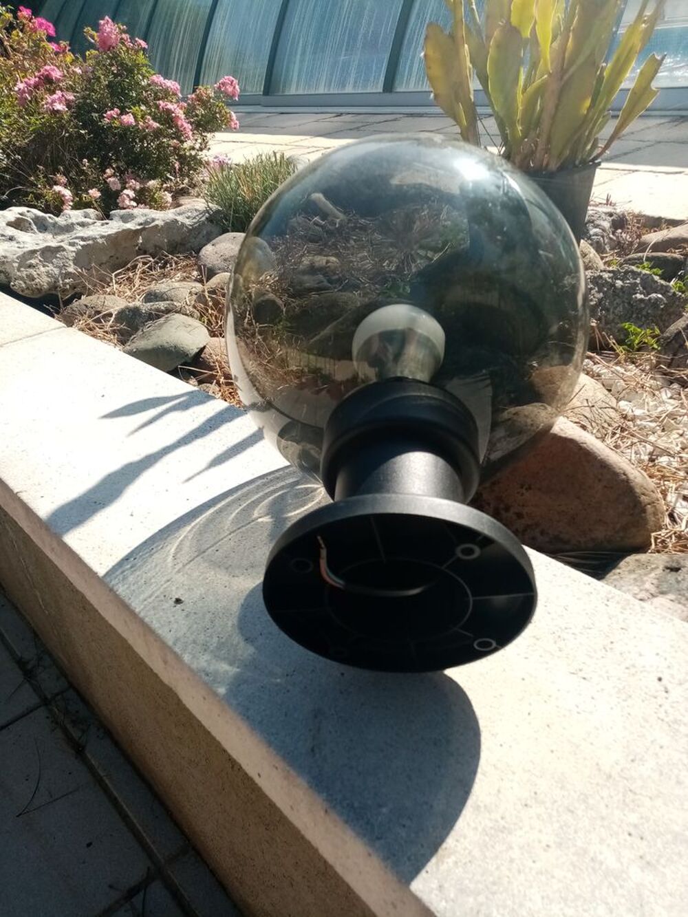Lanterne boule avec socle, &eacute;clairage d'ext&eacute;rieur Jardin