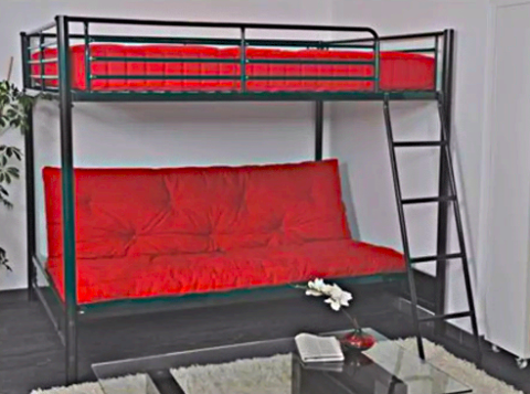 Lit mezzanine 140x190 cm + sommiers + banquette-lit avec mat 0 Saint-Venant (62)