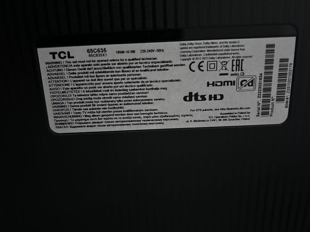 Bonjour ma t&eacute;l&eacute; TCL 65C635 QLED 164 cm Photos/Video/TV