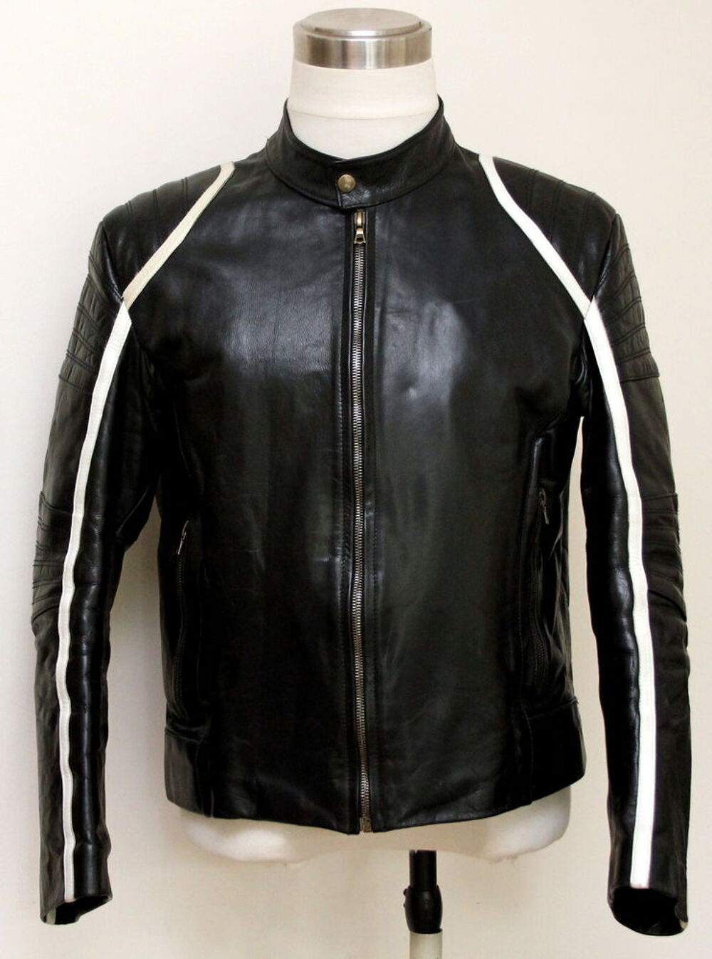 Blouson moto cuir noir VENT COUVERT T.L Vêtements