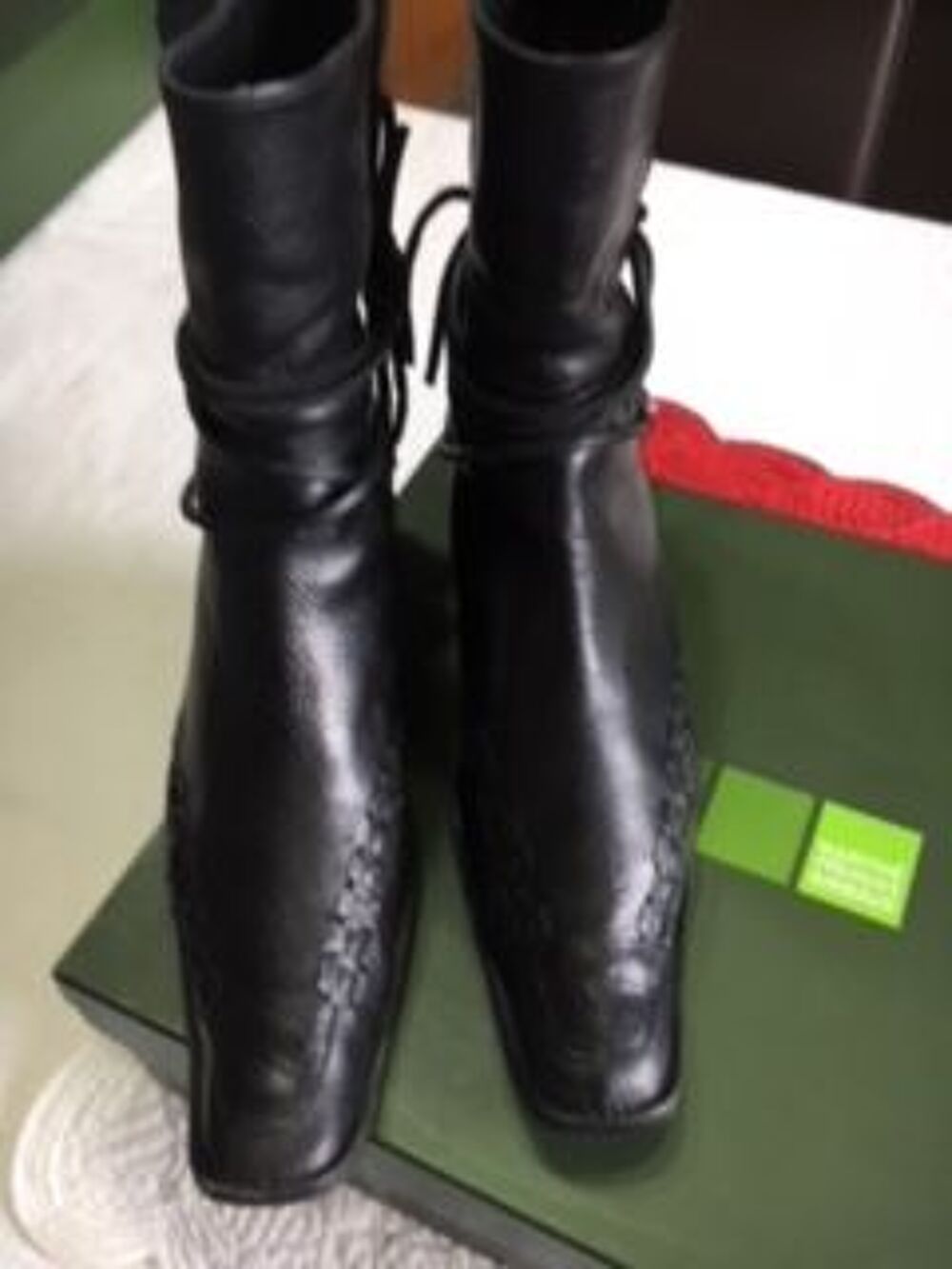Boots cuir noir Girbaud taille 38 Chaussures