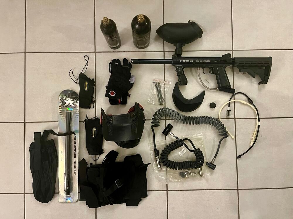 Lot paintball Tippmann 98 Custom avec canon carbone et acces Sports
