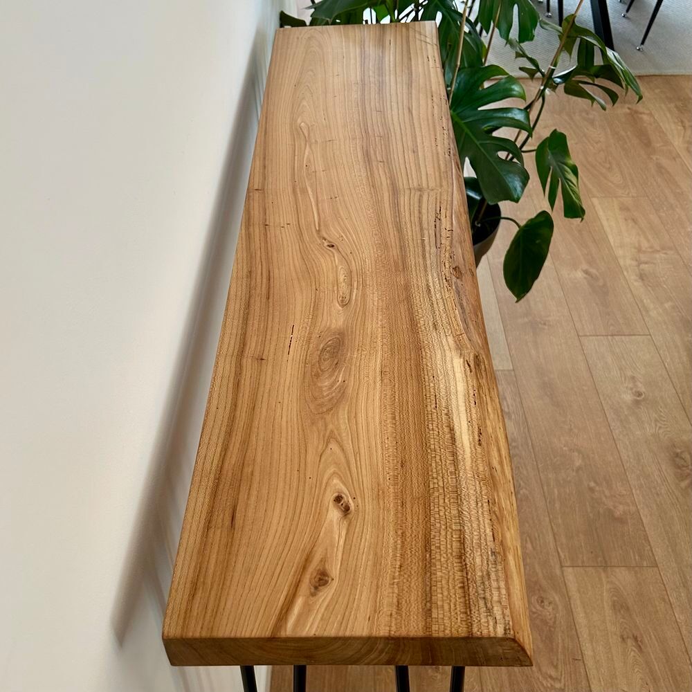 Console d'entr&eacute;e en bois massif et m&eacute;tal noir Meubles