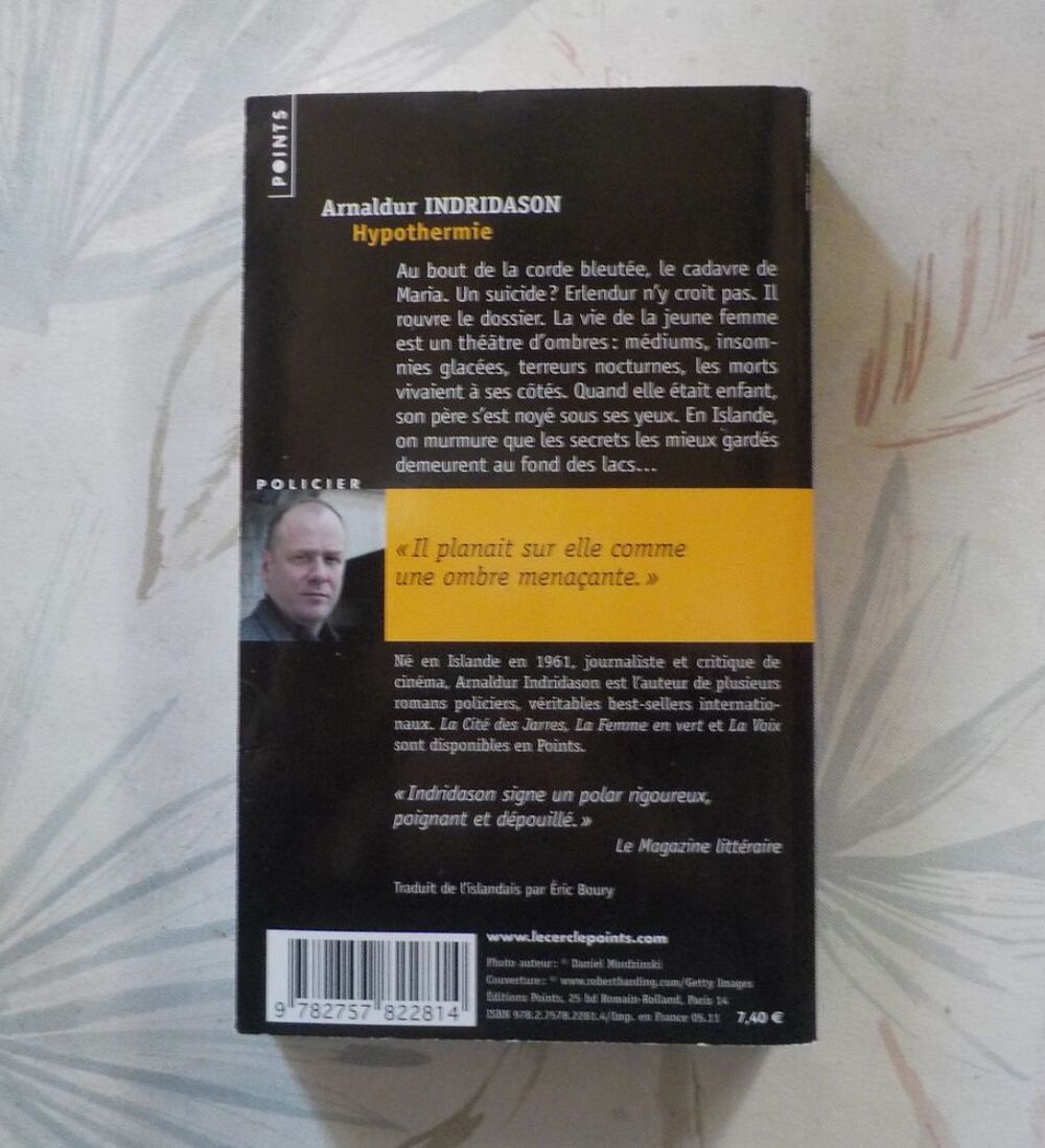 HYPOTHERMIE de Arnaldur INDRIDASON Ed. Sonatine Points Livres et BD