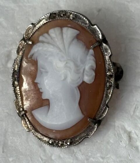Broche Pendentif ancien CAMEE monture en ARGENT poinçon Dinan (22)