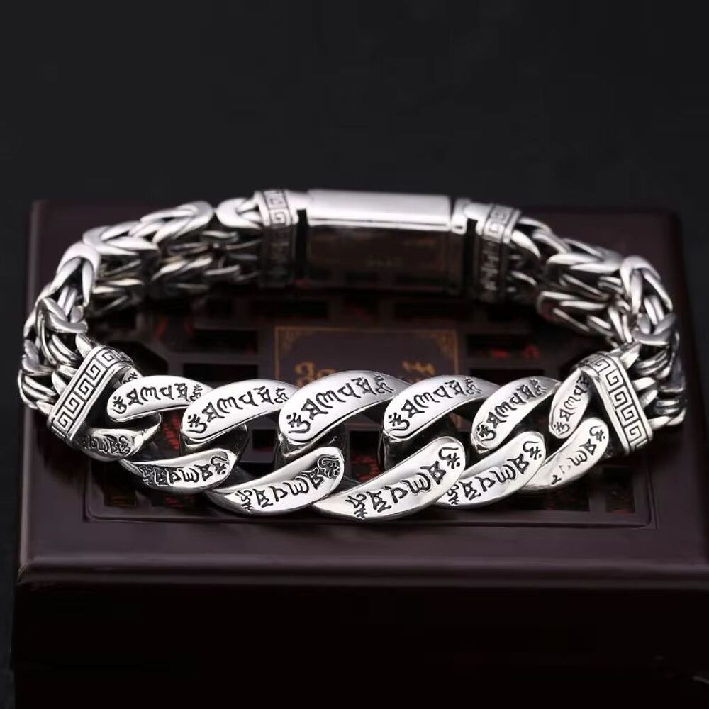 Gourmette Authentique Tibet Argent S- 925 avec Certificat Bijoux et montres