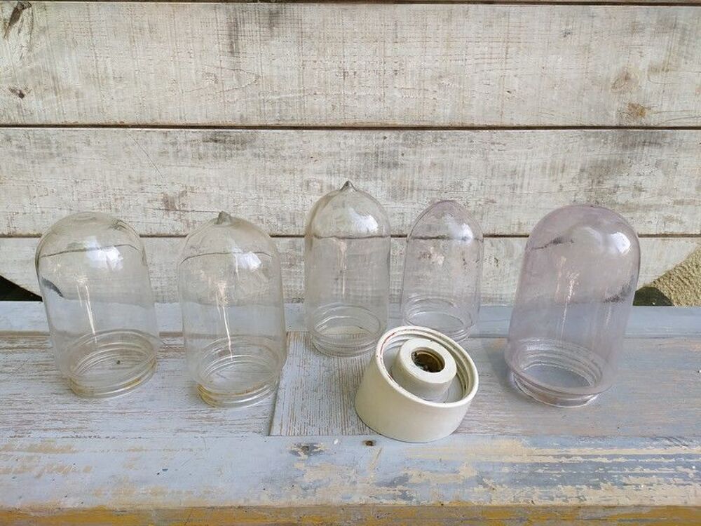 Anciens Verres de Lampe de Cour ou Suspension Décoration