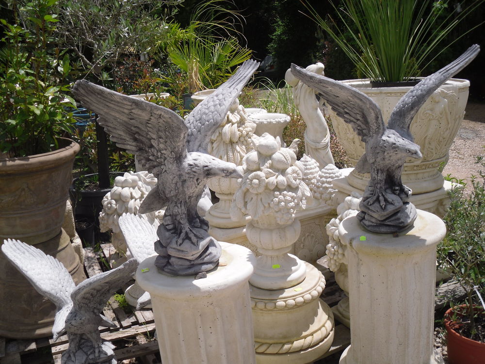 STATUE 2 AIGLES GEANT en pierre reconstitu&eacute;e Décoration