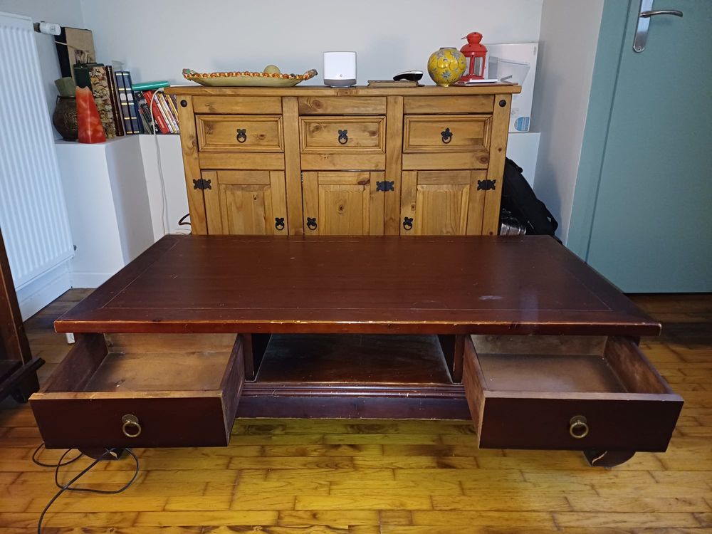 Table basse style oriental bois sombre Meubles