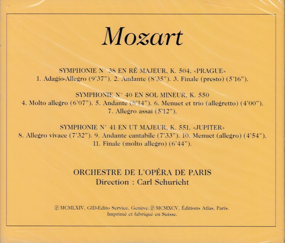 CD Mozart Symphonie N&deg;38, Symphonie N&deg;40, Symphonie N&deg; 41 CD et vinyles