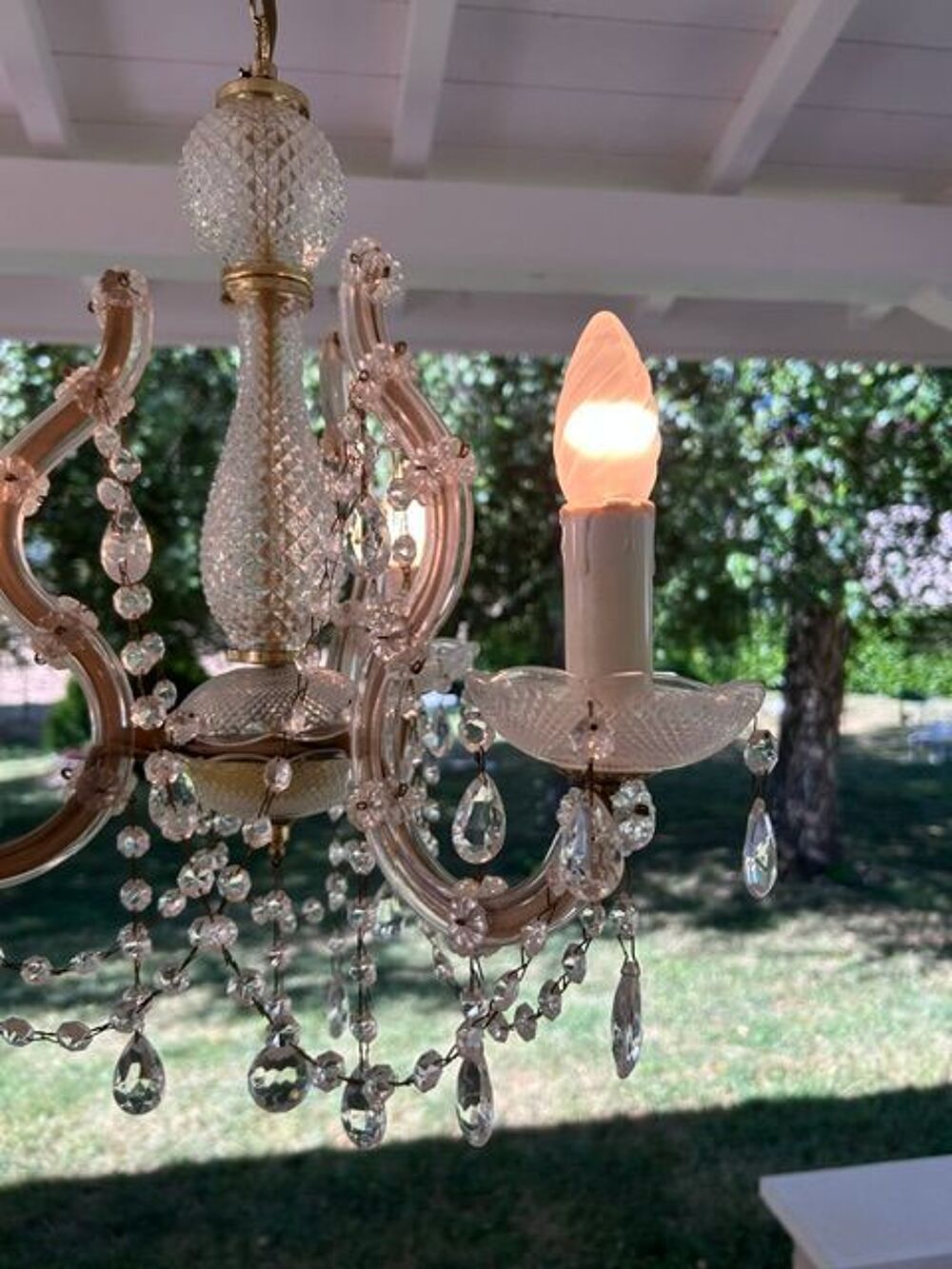 Luminaire &agrave; pampilles, 3 bras, vintage Décoration
