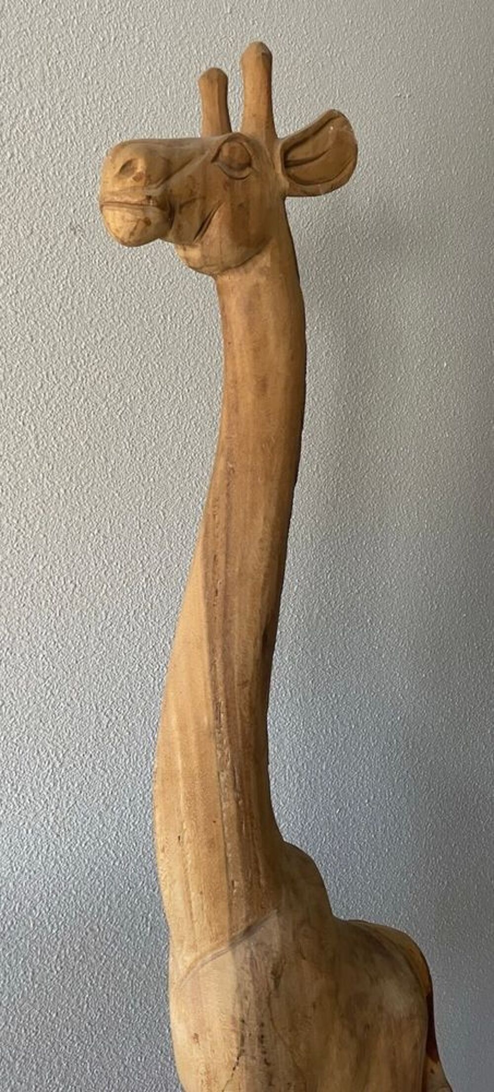 Grande Sculpture D&eacute;coration Girafe En Bois Exotique 200cm Décoration