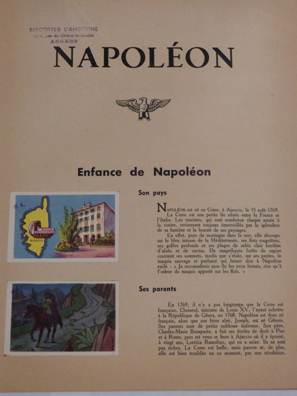 HISTOIRE DE NAPOLEON livre d'images biscottes l'angevine Livres et BD