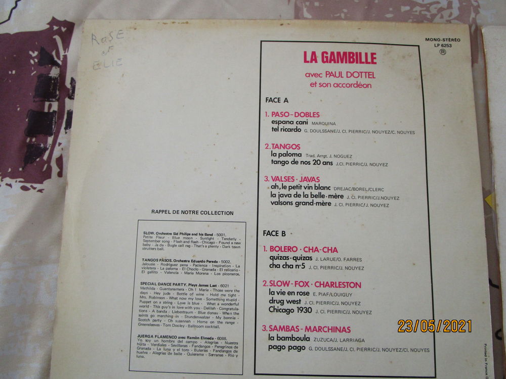 vinyle accord&eacute;on "LA GAMBILLE" de Paul DOTTEL CD et vinyles