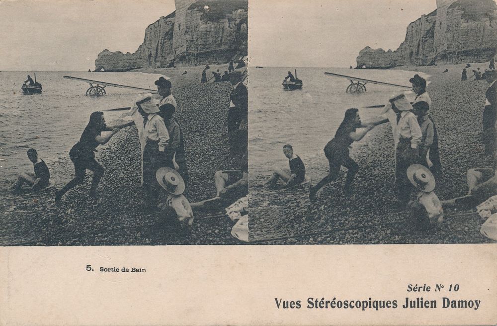 Anciennes Cartes Postales St&eacute;r&eacute;o &Eacute;tretat Normandie P&ecirc;cheurs 