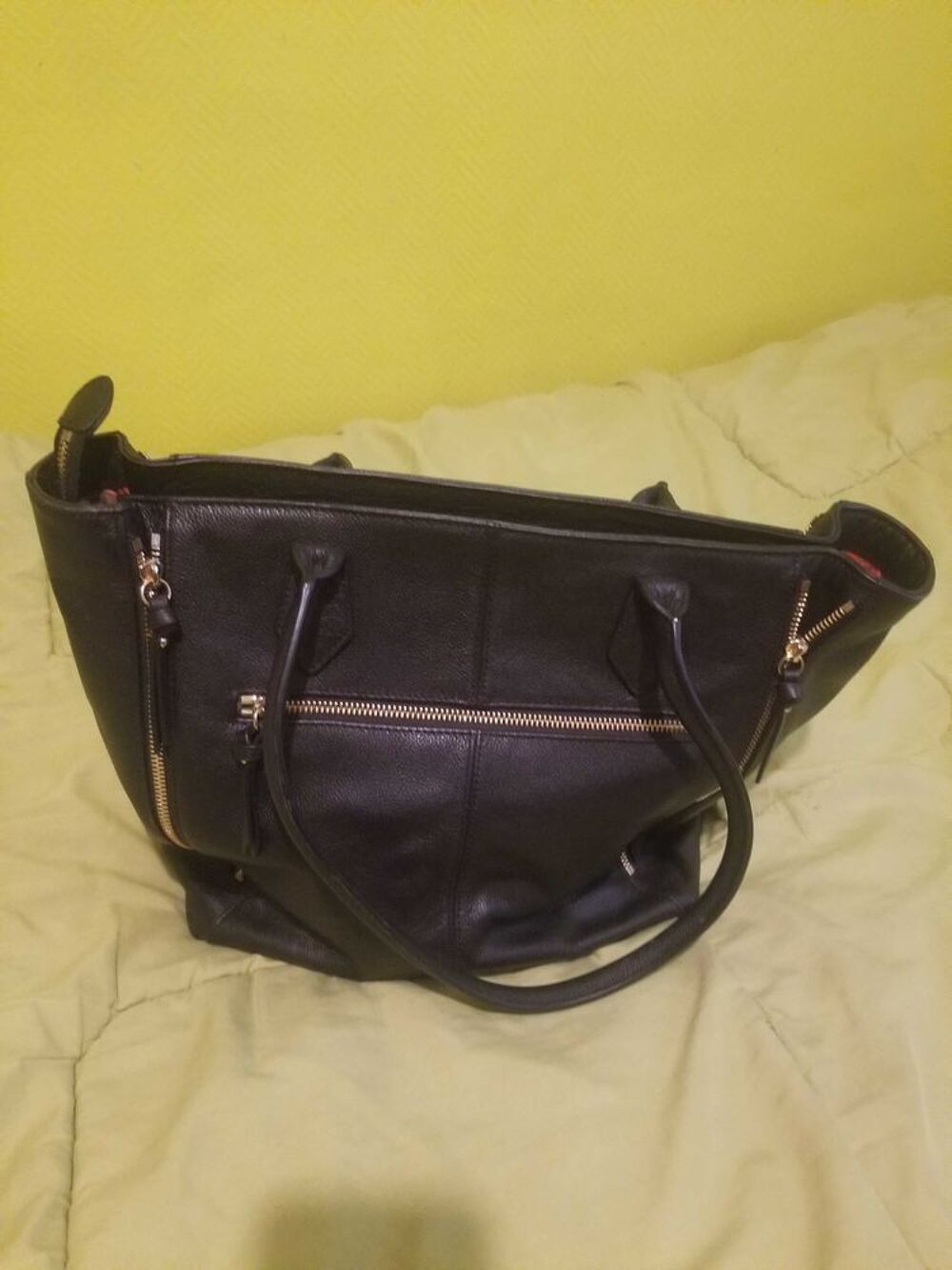 sac cabas cuir noir femme Christian Lacroix Maroquinerie