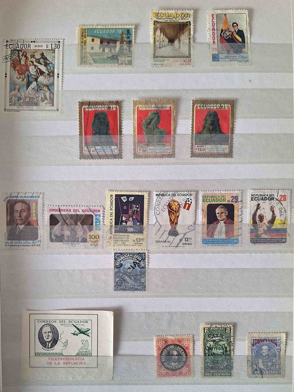 S&eacute;rie de timbres de collection d'&Eacute;quateur 