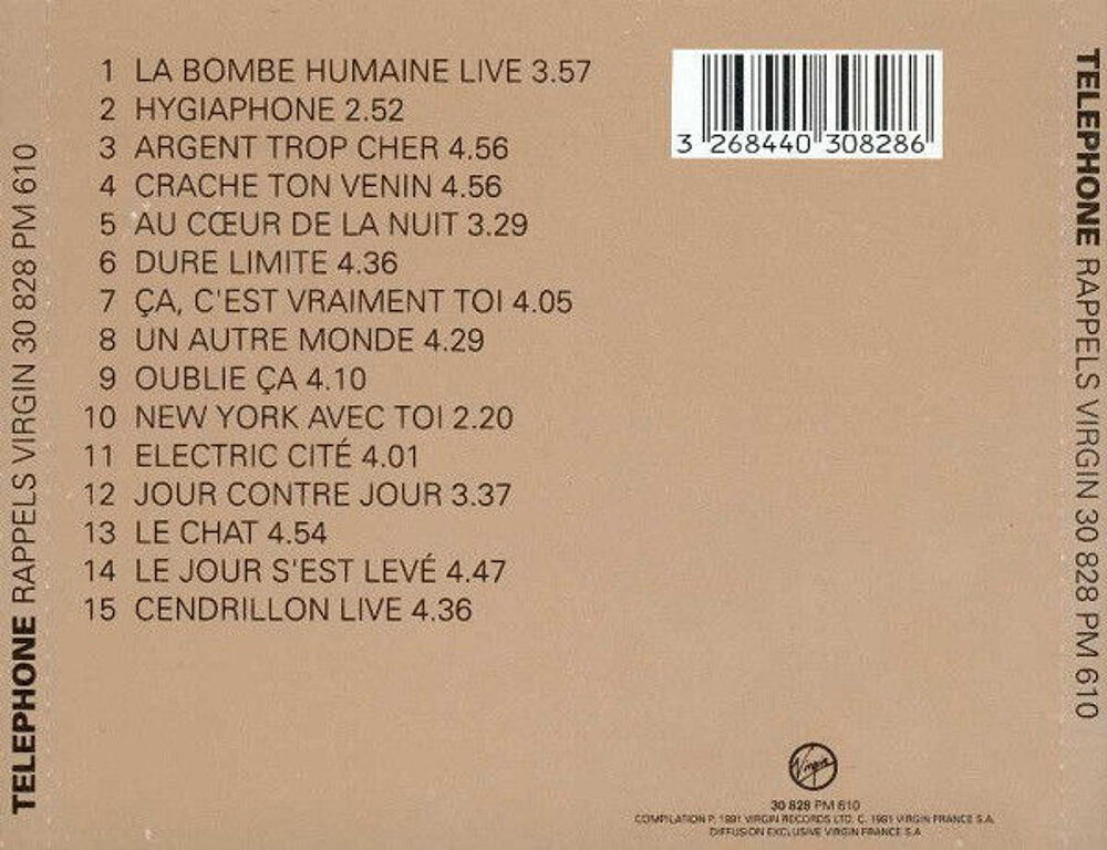 CD T&eacute;l&eacute;phone ?? Rappels(&eacute;tat neuf) CD et vinyles