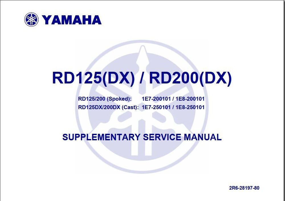 Manuels de r&eacute;paration Yamaha RD 